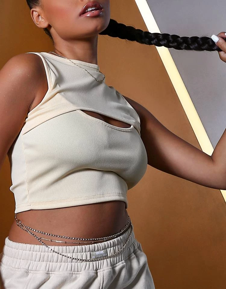 Cheapest 💯 Public Desire X Amber Gill Ribbed Cut Out Crop Top In Butter For Women ❤️ 5 Cheapest 💯 Public Desire X Amber Gill Ribbed Cut Out Crop Top In Butter For Women ❤️ - Image 3