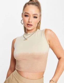 Outlet 🌟 Public Desire Dip Dye Crop Top Co Ord In Brown For Women Multi 😀