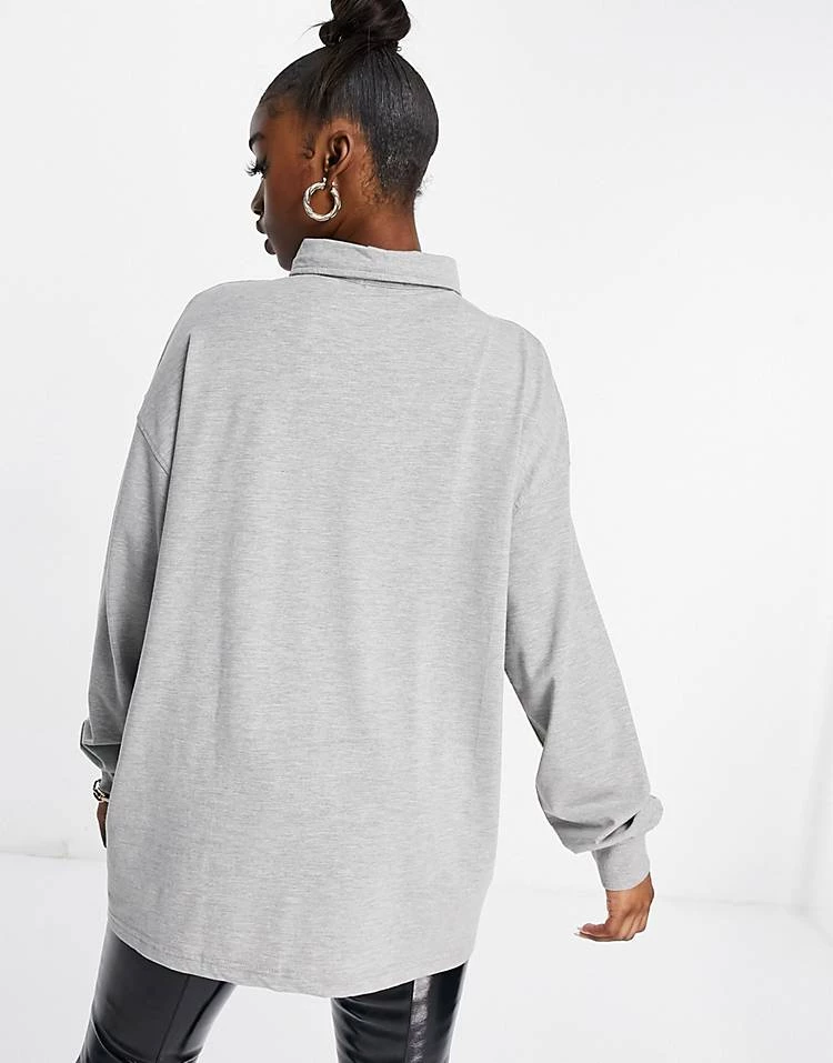 Cheap ๐ Public Desire Oversized Polo ๐ Shirt With Slogan Front In Marl Grey For Women ๐ 4 Cheap ๐ Public Desire Oversized Polo ๐ Shirt With Slogan Front In Marl Grey For Women ๐ - Image 2