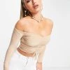 Best Sale ⭐ Public Desire Ruched Off Shoulder Crop Top Co Ord In Stone For Women 🎉 1 Best Sale ⭐ Public Desire Ruched Off Shoulder Crop Top Co Ord In Stone For Women 🎉 -Outlet Women's Public Desire Store unnamed file 4902