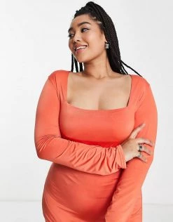 Outlet ❤️ Public Desire Curve Knot Detail Mini 👗 Dress In Red For Women Crimson 🎉 -Outlet Women's Public Desire Store unnamed file 492