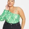 Promo ✔️ Public Desire Curve Double Layered High Rise Bodysuit In Green Swirl For Women 🔔