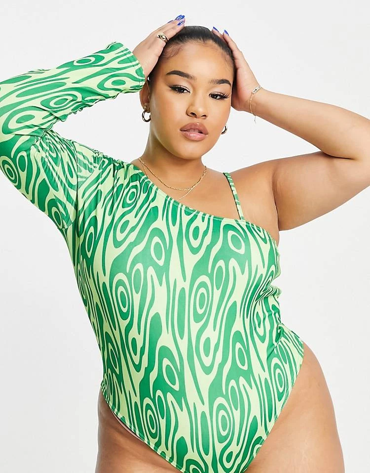 Promo โ๏ธ Public Desire Curve Double Layered High Rise Bodysuit In Green Swirl For Women ๐ 5 Promo โ๏ธ Public Desire Curve Double Layered High Rise Bodysuit In Green Swirl For Women ๐ - Image 3