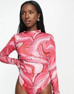 Budget 🎁 Public Desire Double Layer Slinky High Neck Bodysuit In Fuschia Swirl For Women 🤩 9 Budget 🎁 Public Desire Double Layer Slinky High Neck Bodysuit In Fuschia Swirl For Women 🤩 -Outlet Women's Public Desire Store unnamed file 4949