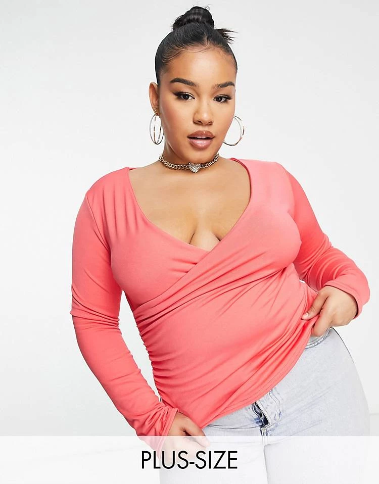 Promo ๐ Public Desire Curve Double Layer Slinky Long Sleeve Crop Top In Magenta For Women ๐ 3 Promo ๐ Public Desire Curve Double Layer Slinky Long Sleeve Crop Top In Magenta For Women ๐