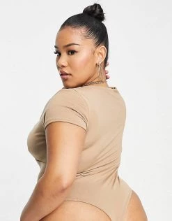 Top 10 ✔️ Public Desire Curve Double Layered Slinky Plunge Bodysuit In Chestnut For Women 👏 -Outlet Women's Public Desire Store unnamed file 4979