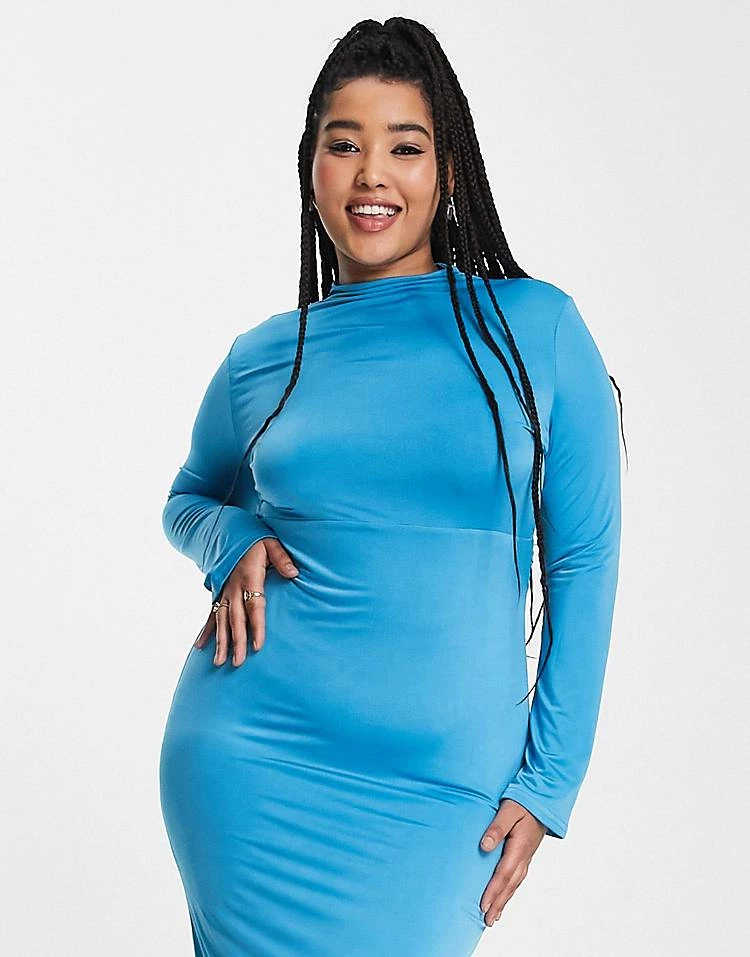 Cheapest 🔥 Public Desire Curve Open Back Midi 👗 Dress In Blue For Women 🔔 6 Cheapest 🔥 Public Desire Curve Open Back Midi 👗 Dress In Blue For Women 🔔 - Image 4