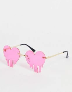 Promo ✔️ Public Desire Melting Heart 👓 Sunglasses In Neon Pink For Women 👍