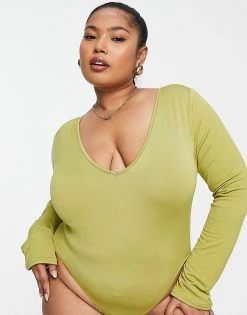 Outlet 🎁 Public Desire Curve Double Layered Slinky V Neck Thong Bodysuit In Palm Green For Women 🎉 9 Outlet 🎁 Public Desire Curve Double Layered Slinky V Neck Thong Bodysuit In Palm Green For Women 🎉 -Outlet Women's Public Desire Store unnamed file 5019