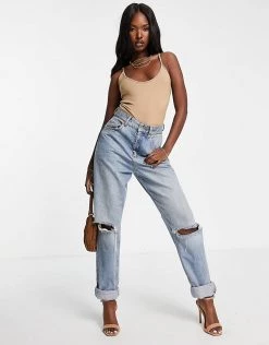 Coupon 😀 Public Desire Slinky Cross Back Double Layer Bodysuit In Chestnut For Women ❤️ -Outlet Women's Public Desire Store unnamed file 5030