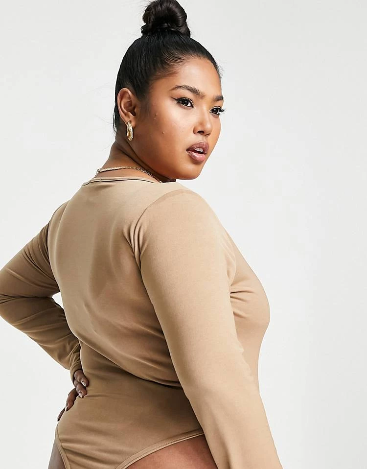 Hot Sale ๐ฅ Public Desire Curve Double Layered Slinky V Neck Thong Bodysuit In Chestnut For Women ๐ 5 Hot Sale ๐ฅ Public Desire Curve Double Layered Slinky V Neck Thong Bodysuit In Chestnut For Women ๐ - Image 4