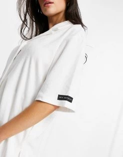 Cheapest 🥰 Public Desire Towelling Pyjama 👚 Shirt Co-ord In Off White For Women 🤩 -Outlet Women's Public Desire Store unnamed file 5074