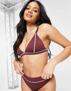 Deals 🥰 Public Desire High Waist Thong With Exposed Seams For Women Chocolate 🎁