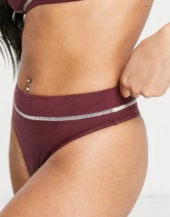 Deals 🥰 Public Desire High Waist Thong With Exposed Seams For Women Chocolate 🎁 -Outlet Women's Public Desire Store unnamed file 5084
