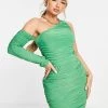 Buy 🧨 Public Desire Ruched One Shoulder Slinky Midi 👗 Dress In Green For Women ✨ -Outlet Women's Public Desire Store unnamed file 540