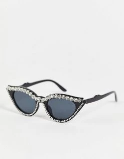 Cheapest 🔔 Public Desire Rhinestone Cat Eye 👓 Sunglasses In Black For Women 🧨 -Outlet Women's Public Desire Store unnamed file 59