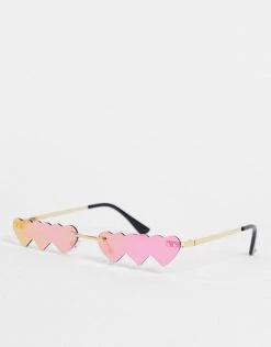 Best deal 👍 Public Desire Multi Heart 👓 Sunglasses Ombre Neon Pink For Women 🔥