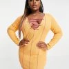 Outlet 🤩 Public Desire Curve Lace Up Bodycon Mini 👗 Dress With Contrast Stitch In Orange For Women 🧨 -Outlet Women's Public Desire Store unnamed file 620