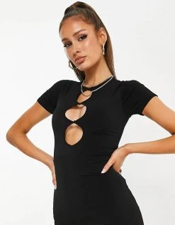 Best deal 😉 Public Desire Cut Out Maxi 👗 Dress In Black For Women ❤️ -Outlet Women's Public Desire Store unnamed file 637