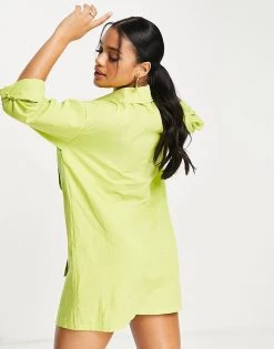 Best deal 😍 Public Desire Oversized Cargo 👕 Shirt 👗 Dress In Lime For Women ✨ -Outlet Women's Public Desire Store unnamed file 643