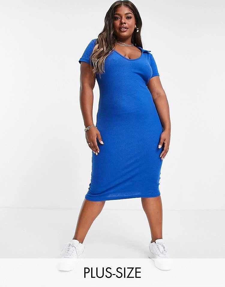 Wholesale ๐ Public Desire Curve Rib Polo Midi ๐ Dress In Cobalt For Women โ๏ธ 3 Wholesale ๐ Public Desire Curve Rib Polo Midi ๐ Dress In Cobalt For Women โ๏ธ
