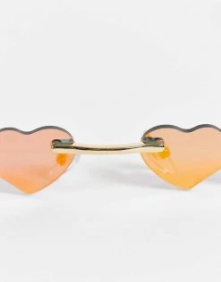 Coupon 👏 Public Desire Multi Heart 👓 Sunglasses In Ombre Neon Orange For Women 😍 -Outlet Women's Public Desire Store unnamed file 78