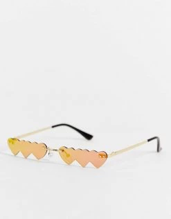 Coupon 👏 Public Desire Multi Heart 👓 Sunglasses In Ombre Neon Orange For Women 😍 -Outlet Women's Public Desire Store unnamed file 79