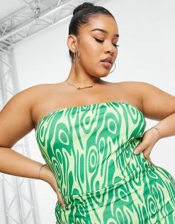 Best reviews of ✨ Public Desire Curve Double Layer Bandeau Maxi 👗 Dress In Green Swirl For Women 💯 -Outlet Women's Public Desire Store unnamed file 838