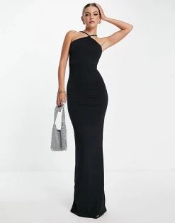 Brand new 🎁 Public Desire Double Layer Slinky Halterneck Maxi 👗 Dress In Black For Women 🥰 -Outlet Women's Public Desire Store unnamed file 854