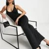 Best deal 🧨 Public Desire Double Layer Slinky Racerback Maxi 👗 Dress In Black For Women ⌛