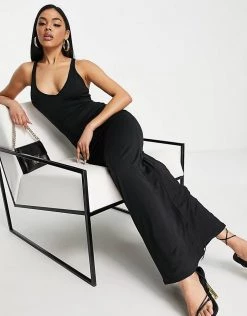 Best deal 🧨 Public Desire Double Layer Slinky Racerback Maxi 👗 Dress In Black For Women ⌛ -Outlet Women's Public Desire Store unnamed file 914