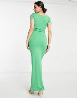 Outlet ✔️ Public Desire Double Layer Slinky Cut Out Maxi 👗 Dress In Forest Green For Women 🛒 -Outlet Women's Public Desire Store unnamed file 926