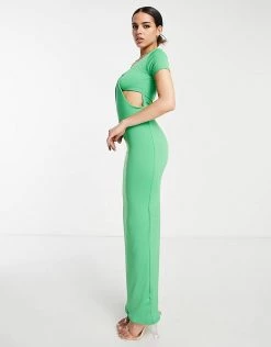 Outlet ✔️ Public Desire Double Layer Slinky Cut Out Maxi 👗 Dress In Forest Green For Women 🛒 -Outlet Women's Public Desire Store unnamed file 928