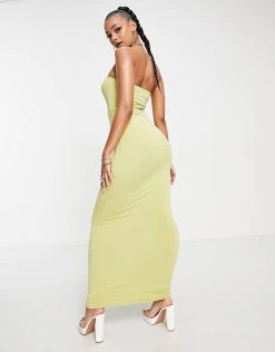 Discount 💯 Public Desire Double Layer Slinky Bandeau Maxi 👗 Dress In Pale Lime For Women ✨ -Outlet Women's Public Desire Store unnamed file 968