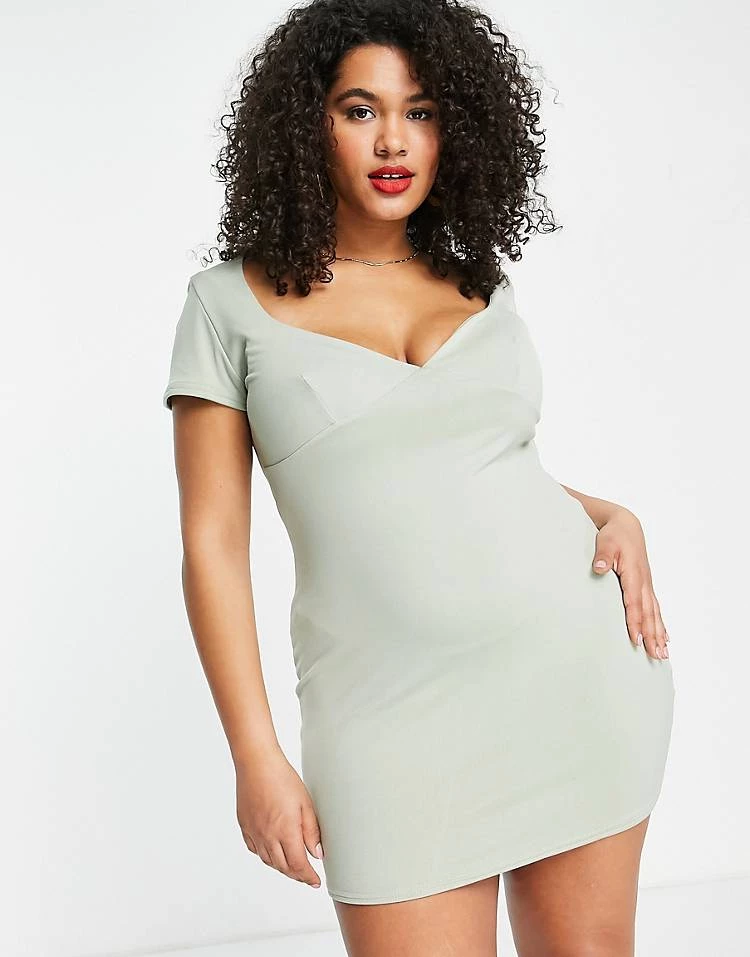 Deals ๐ Public Desire Curve Double Layered Slinky Plunge Bodycon ๐ Dress In Sage Green For Women ๐คฉ 6 Deals ๐ Public Desire Curve Double Layered Slinky Plunge Bodycon ๐ Dress In Sage Green For Women ๐คฉ - Image 4